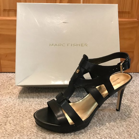 Marc Fisher Leather Strappy Heeled Vachella Sandal - Picture 4 of 8